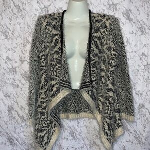 DANI COLLECTION DRAPE FRONT CARDIGAN SWEATER BLACK AND WHITE LADIES SIZE  SMALL